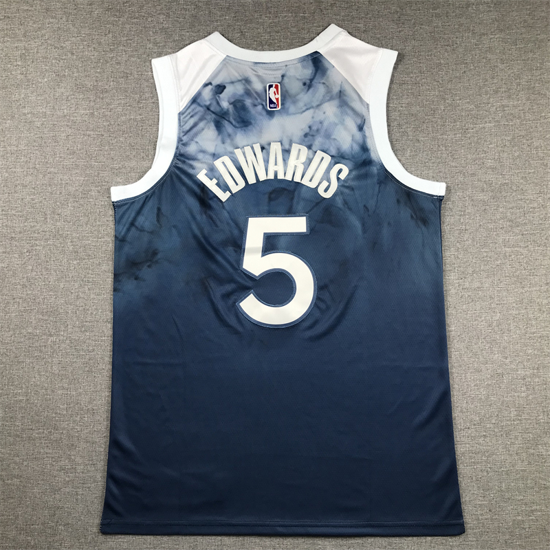 Men Minnesota Timberwolves #5 Edwards Blue City edition 2024 Nike NBA Jersey style 1->minnesota timberwolves->NBA Jersey